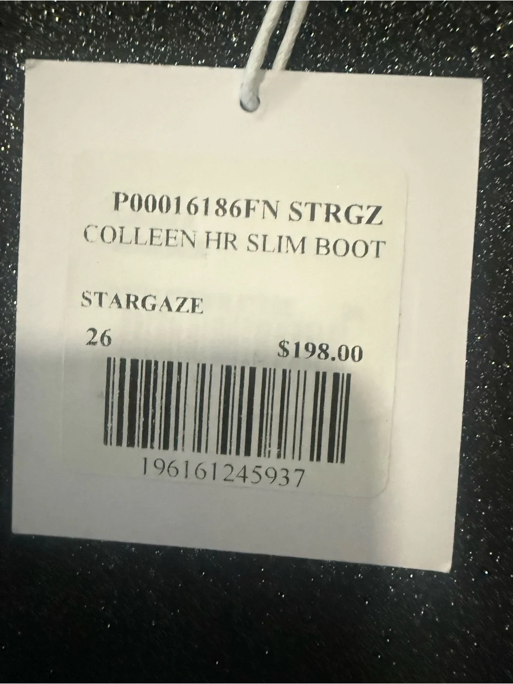 NWT Pistola Colleen High Rise Slim Boot Jean 26 Stargaze Black Glitter Split Hem